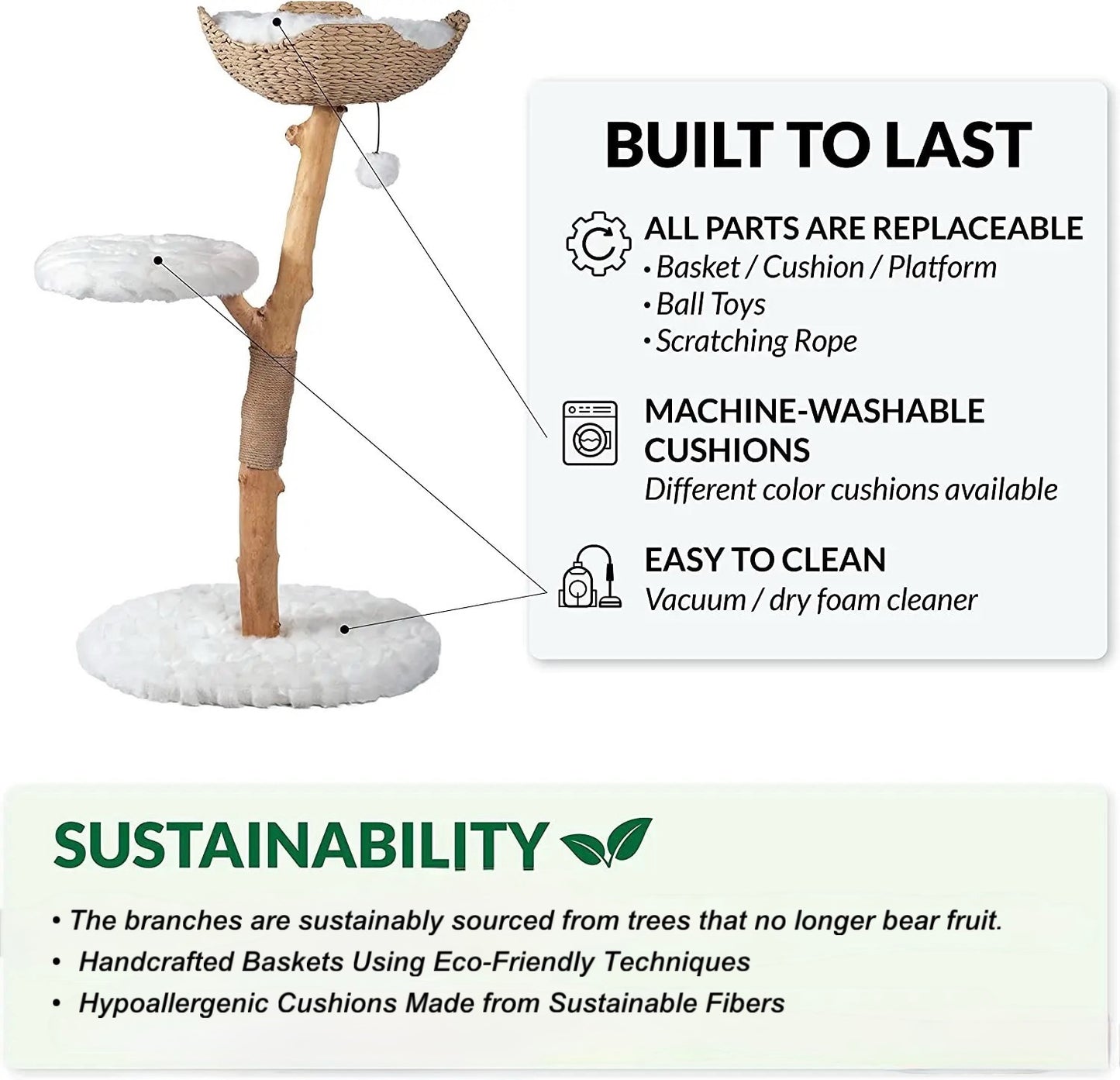 Purfect Paws Luxury Natural Wooden Cat Tree