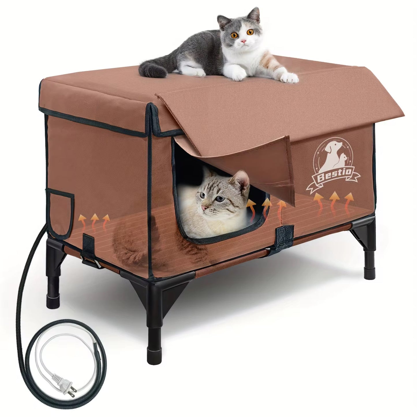 Purfect Paws Heated Outdoor Cat House with Wheels – Weather-Resistant Indoor & Outdoor Cat Shelter