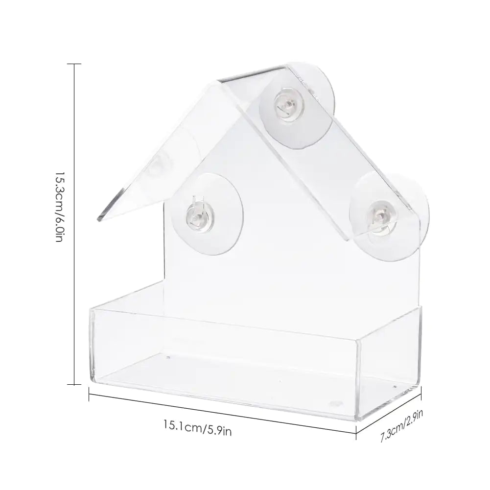 PawView Suction Cup Bird Acrylic Feeder