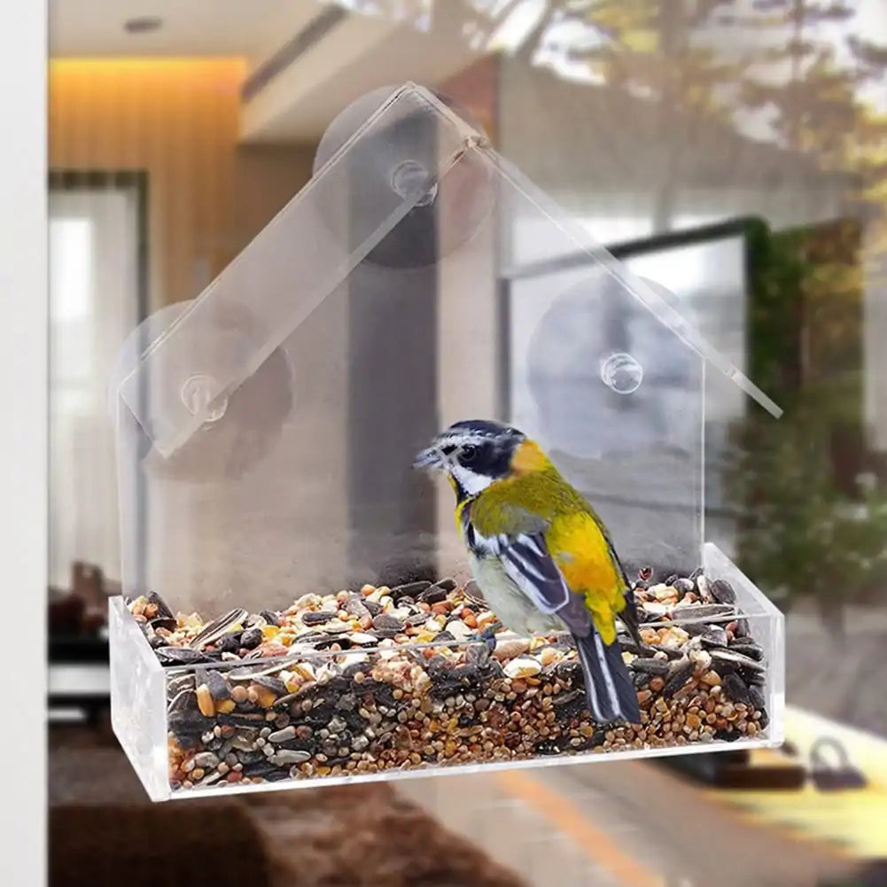 PawView Suction Cup Bird Acrylic Feeder