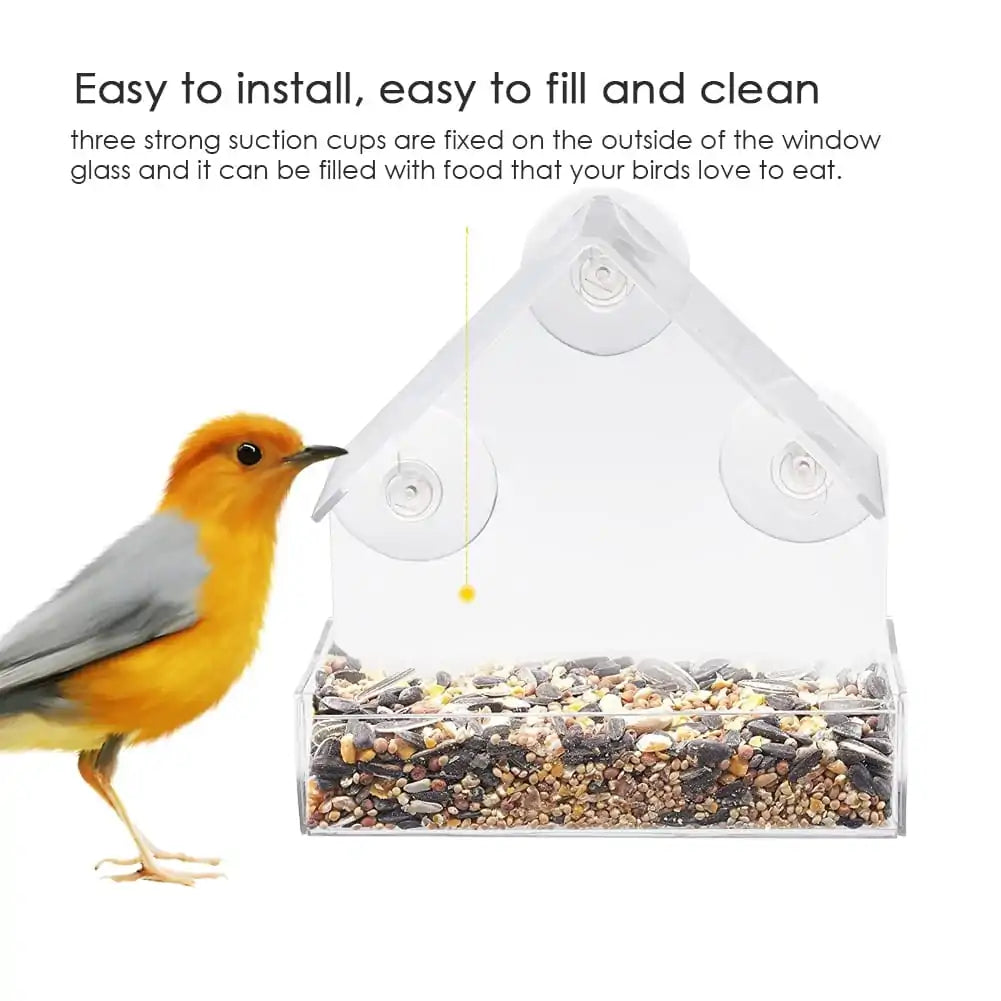 PawView Suction Cup Bird Acrylic Feeder